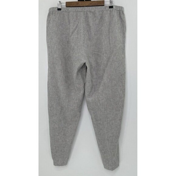 Eileen Fisher Striped Hemp & Organic Cotton Blend Tapered Leg Pull On Pants Sz L - Picture 2 of 9